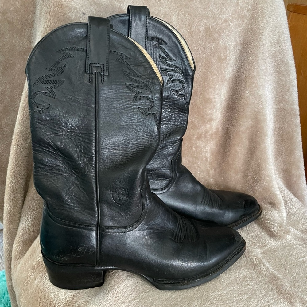 Ariat Black Leather Cowboy Boots Size 9